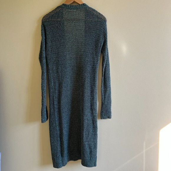 Kimchi Blue | Urban Outfitters‎ Open Front Knit Cardigan Long Green Pockets - Picture 7 of 8
